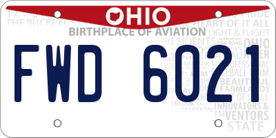 OH license plate FWD6021