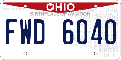 OH license plate FWD6040