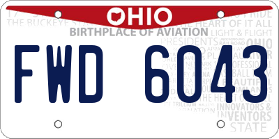 OH license plate FWD6043