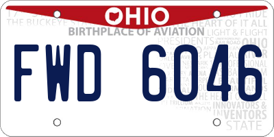 OH license plate FWD6046