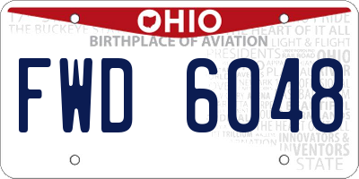 OH license plate FWD6048