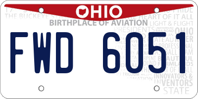 OH license plate FWD6051