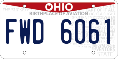 OH license plate FWD6061