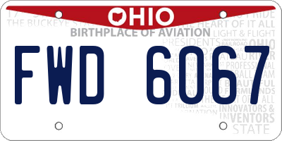OH license plate FWD6067