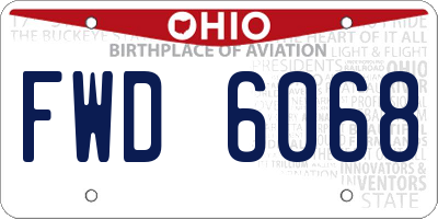 OH license plate FWD6068