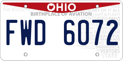 OH license plate FWD6072