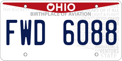 OH license plate FWD6088