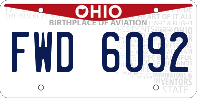 OH license plate FWD6092