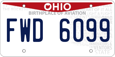 OH license plate FWD6099