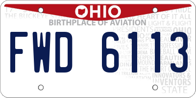 OH license plate FWD6113