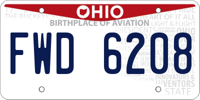 OH license plate FWD6208