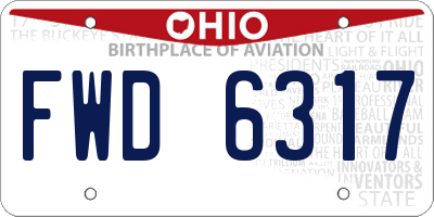 OH license plate FWD6317