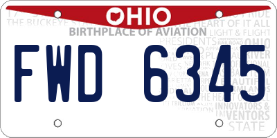 OH license plate FWD6345