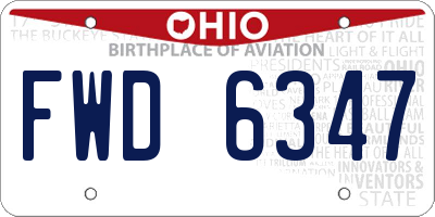 OH license plate FWD6347