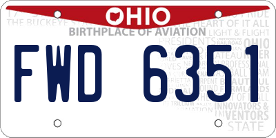 OH license plate FWD6351