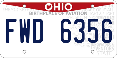 OH license plate FWD6356