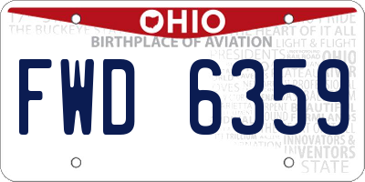 OH license plate FWD6359