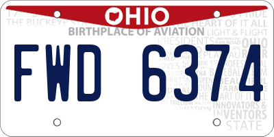 OH license plate FWD6374