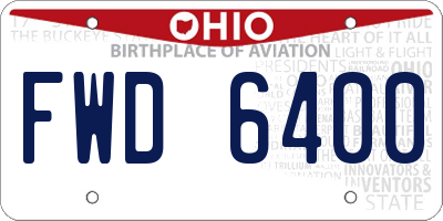 OH license plate FWD6400
