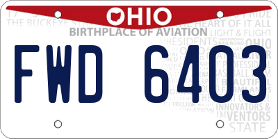 OH license plate FWD6403
