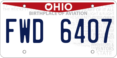 OH license plate FWD6407