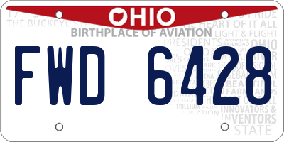 OH license plate FWD6428