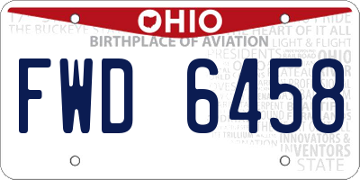 OH license plate FWD6458