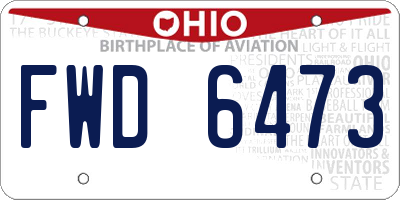 OH license plate FWD6473