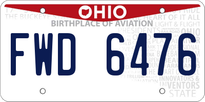 OH license plate FWD6476