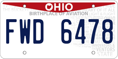 OH license plate FWD6478