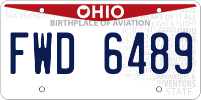 OH license plate FWD6489