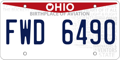 OH license plate FWD6490
