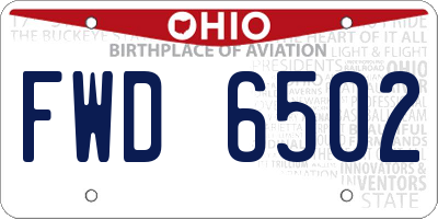 OH license plate FWD6502