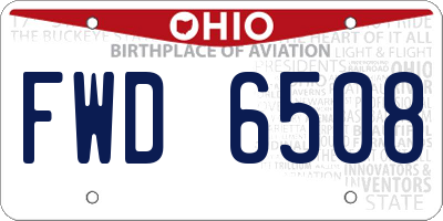 OH license plate FWD6508