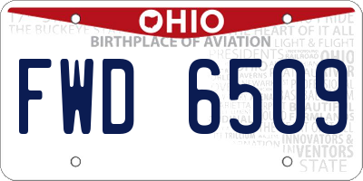 OH license plate FWD6509