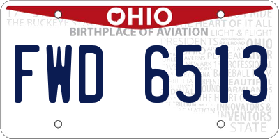 OH license plate FWD6513