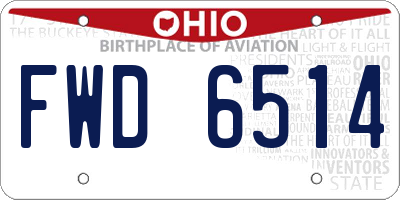 OH license plate FWD6514
