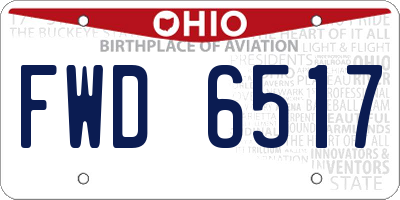 OH license plate FWD6517
