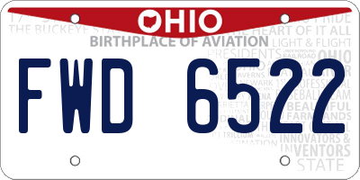 OH license plate FWD6522