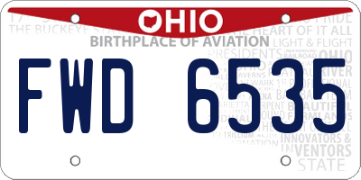 OH license plate FWD6535