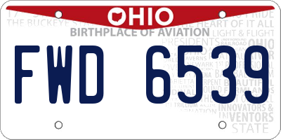 OH license plate FWD6539