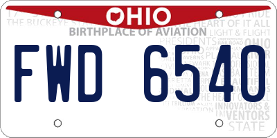 OH license plate FWD6540