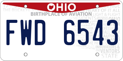 OH license plate FWD6543