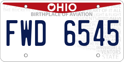 OH license plate FWD6545