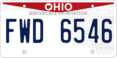 OH license plate FWD6546