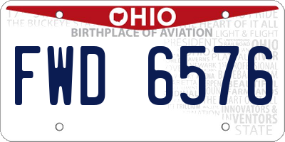 OH license plate FWD6576
