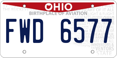 OH license plate FWD6577