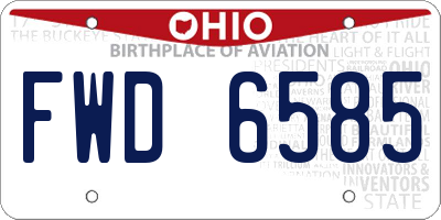 OH license plate FWD6585