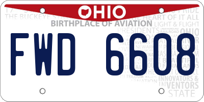 OH license plate FWD6608