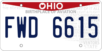 OH license plate FWD6615